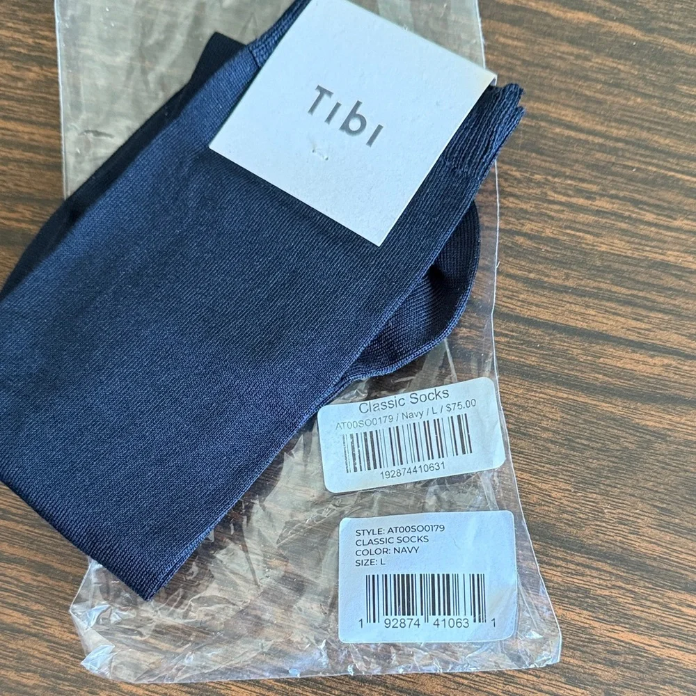 Tibi Navy Dress Socks - Made in Italy Silk Nylon Elastane - Picture 6 of 6
